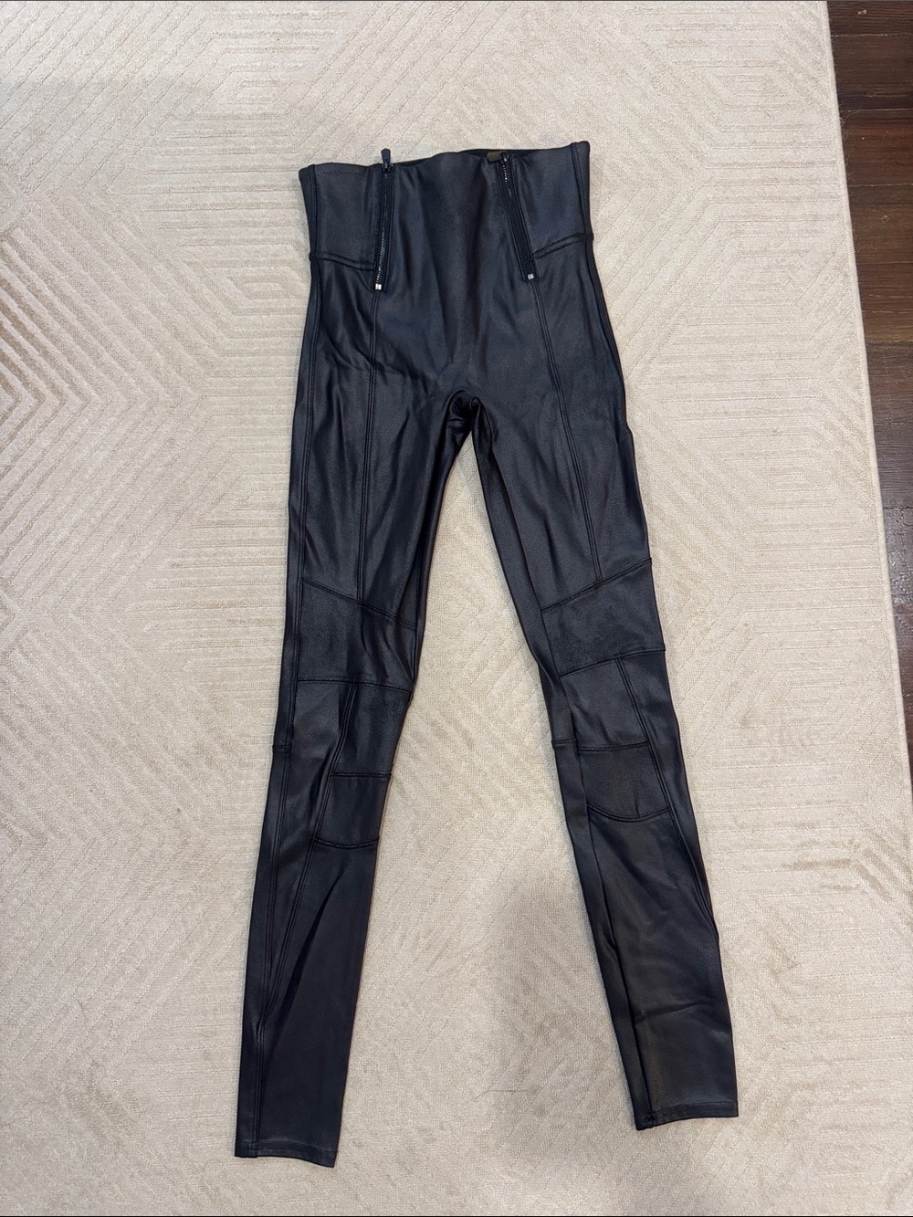 spanx High-Waist Faux Leather Leggings - Black size s